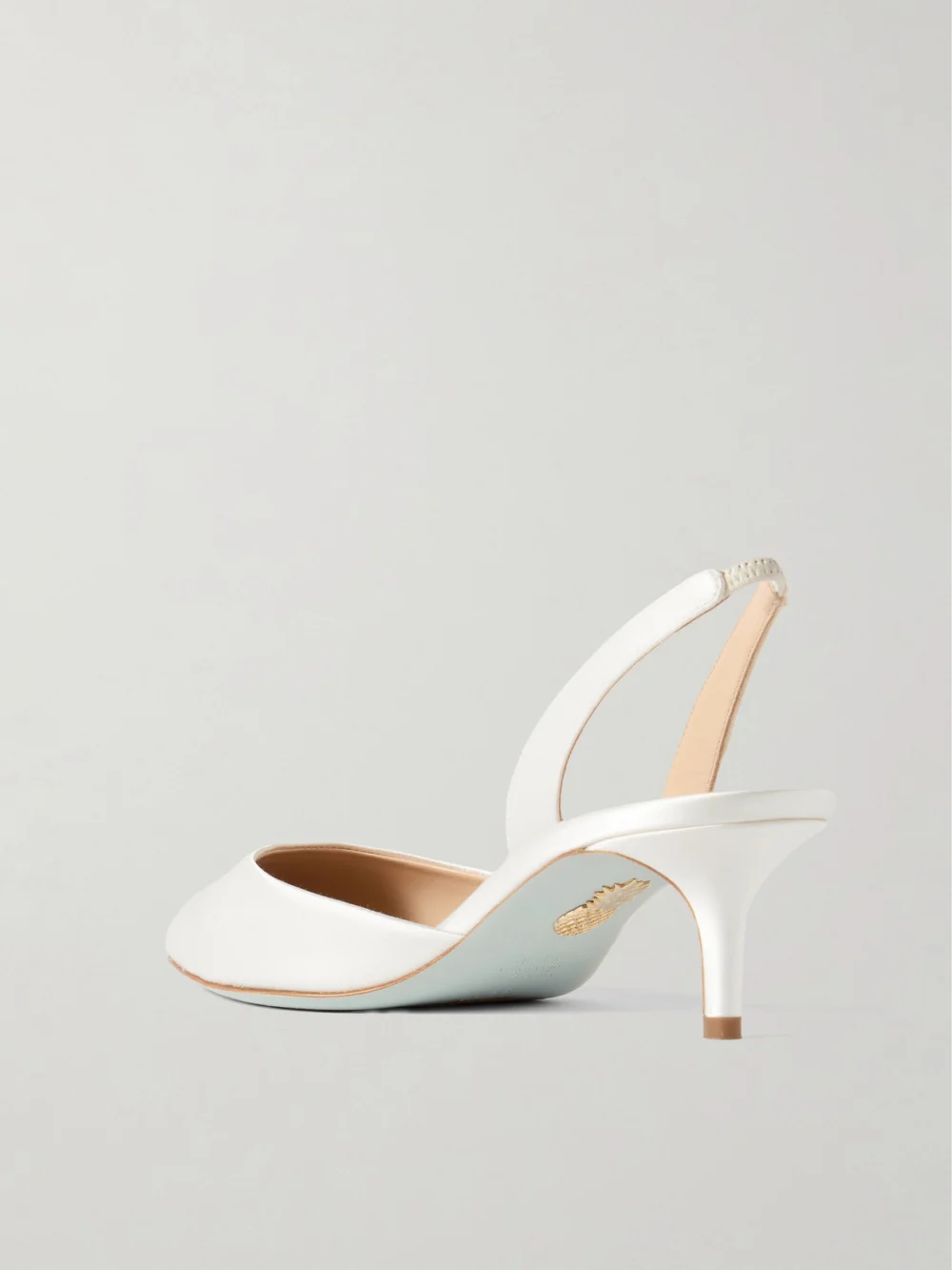 Back view of the Aquazzura So Nude 50 Satin Slingback Pumps