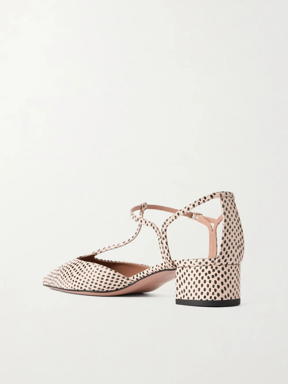 Back view of the Aquazzura Sorbonne 35 Polka-dot Textured-leather Pumps
