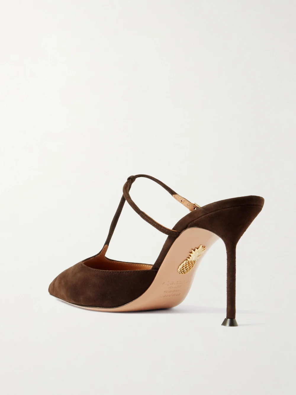 Back view of the Aquazzura Sorbonne 85 Suede Mules