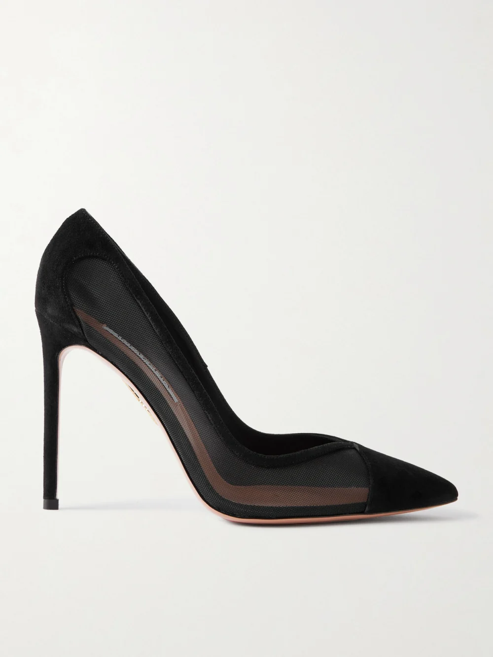 Aquazzura Studio 105 Mesh-paneled Suede Pumps in black