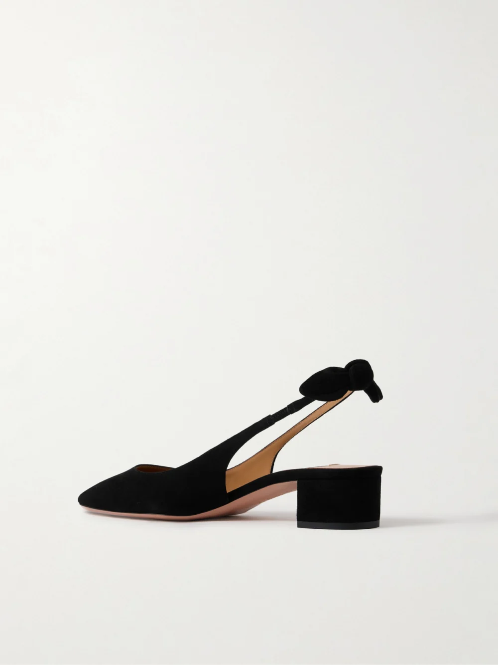 Back view of the Aquazzura Very Bow 35 Suede Slingback Pumps