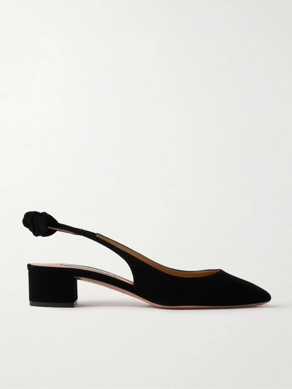 Aquazzura Very Bow 35 Suede Slingback Pumps in black