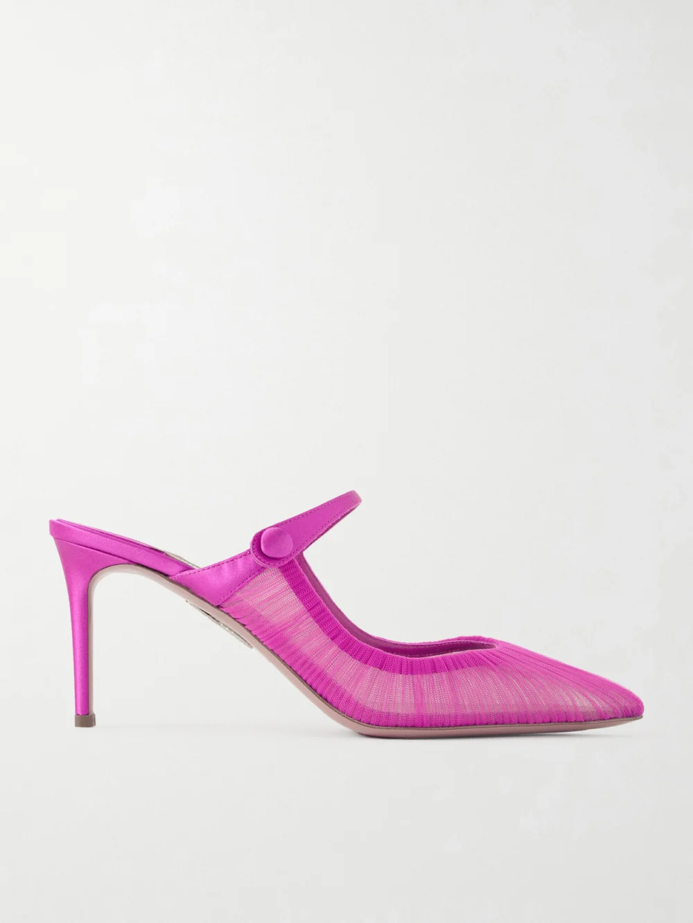 Aquazzura Voile 75 Satin-trimmed Tulle Mules in fuchsia