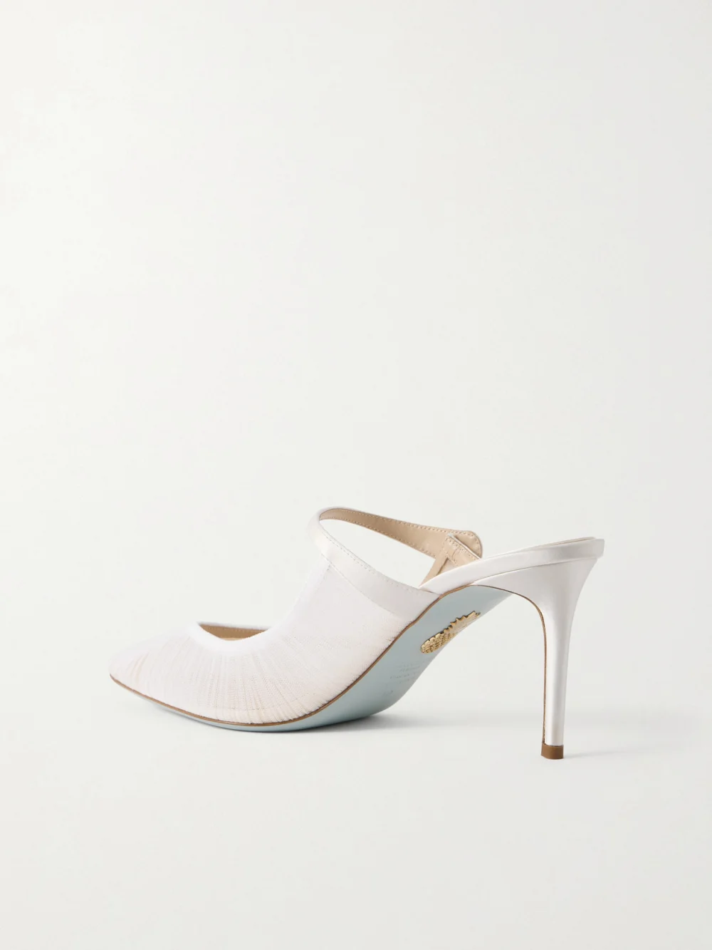 Back view of the Aquazzura Voile 75 Satin-trimmed Tulle Mules