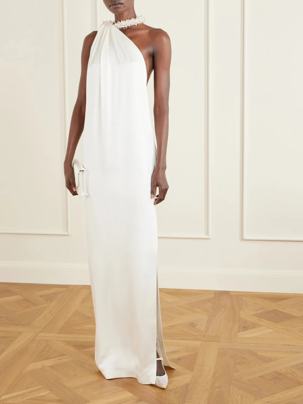 Aquazzura Voile 75 Satin-trimmed Tulle Mules, styled view