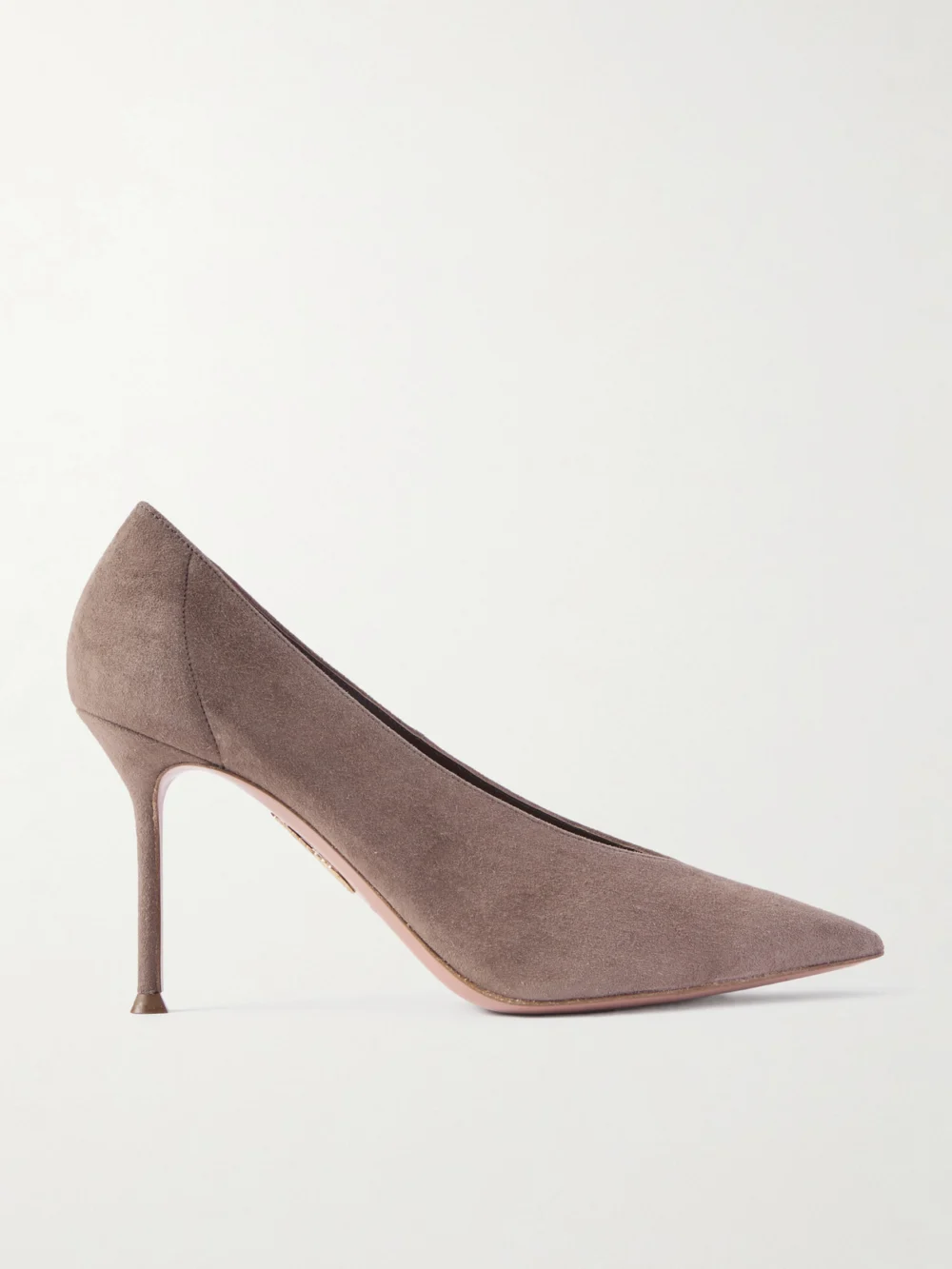 Aquazzura Voltaire 85 Suede Pumps in taupe