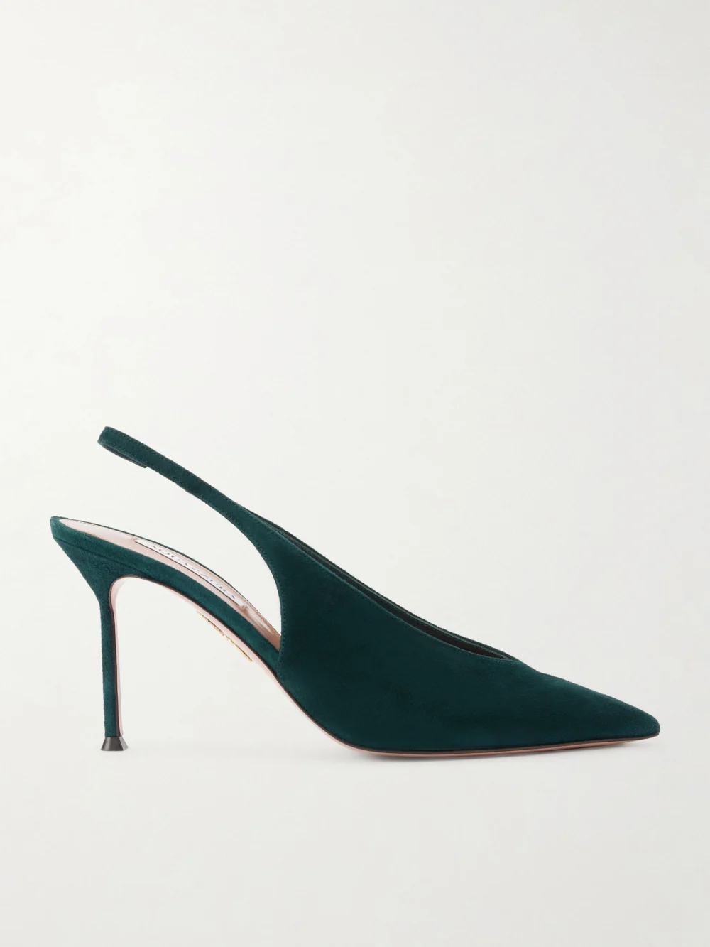 Aquazzura Voltaire 85 Suede Slingback Pumps in dark green