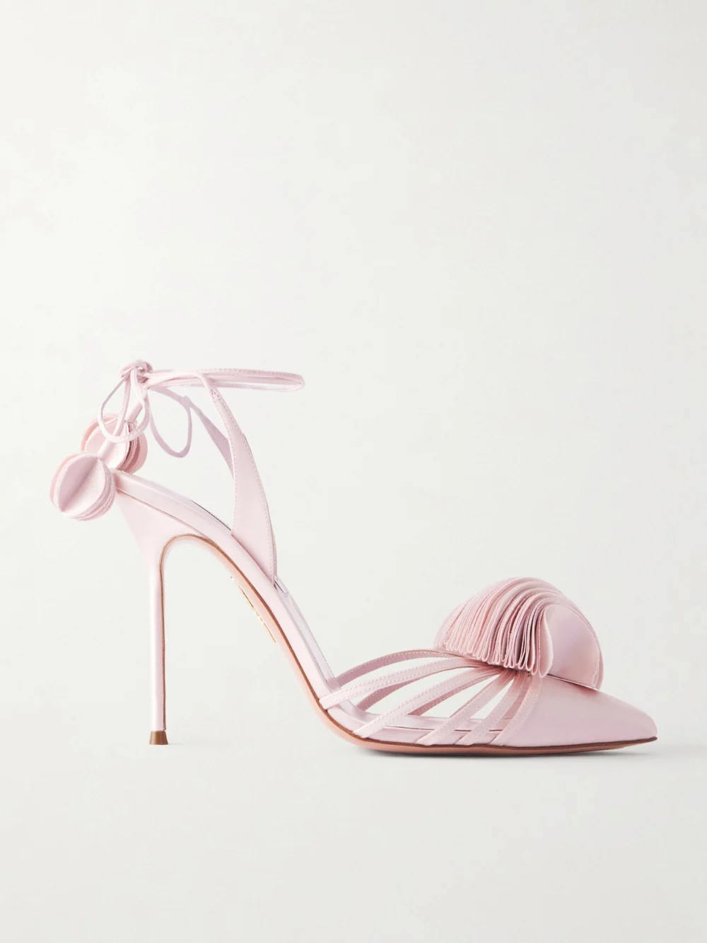 Aquazzura Wild Bloom 105 Appliquéd Satin Pumps in baby pink