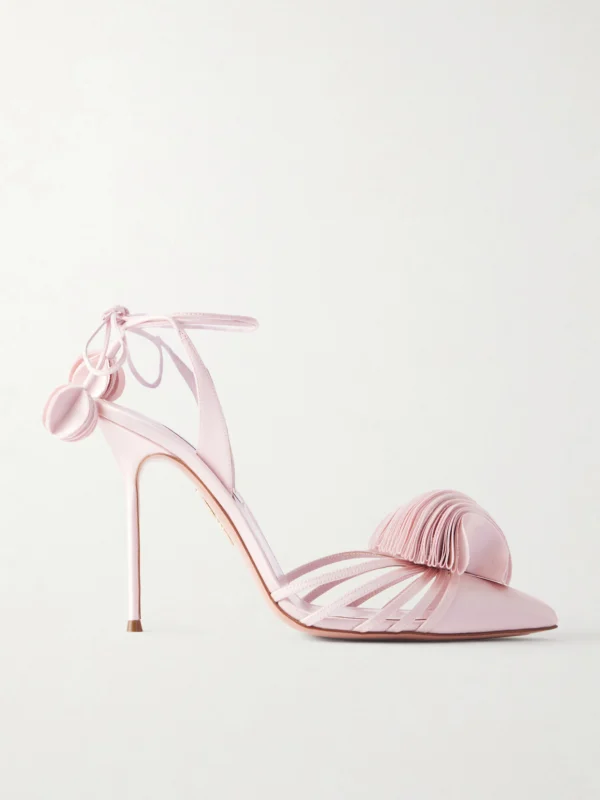 Aquazzura Wild Bloom 105 Appliquéd Satin Pumps