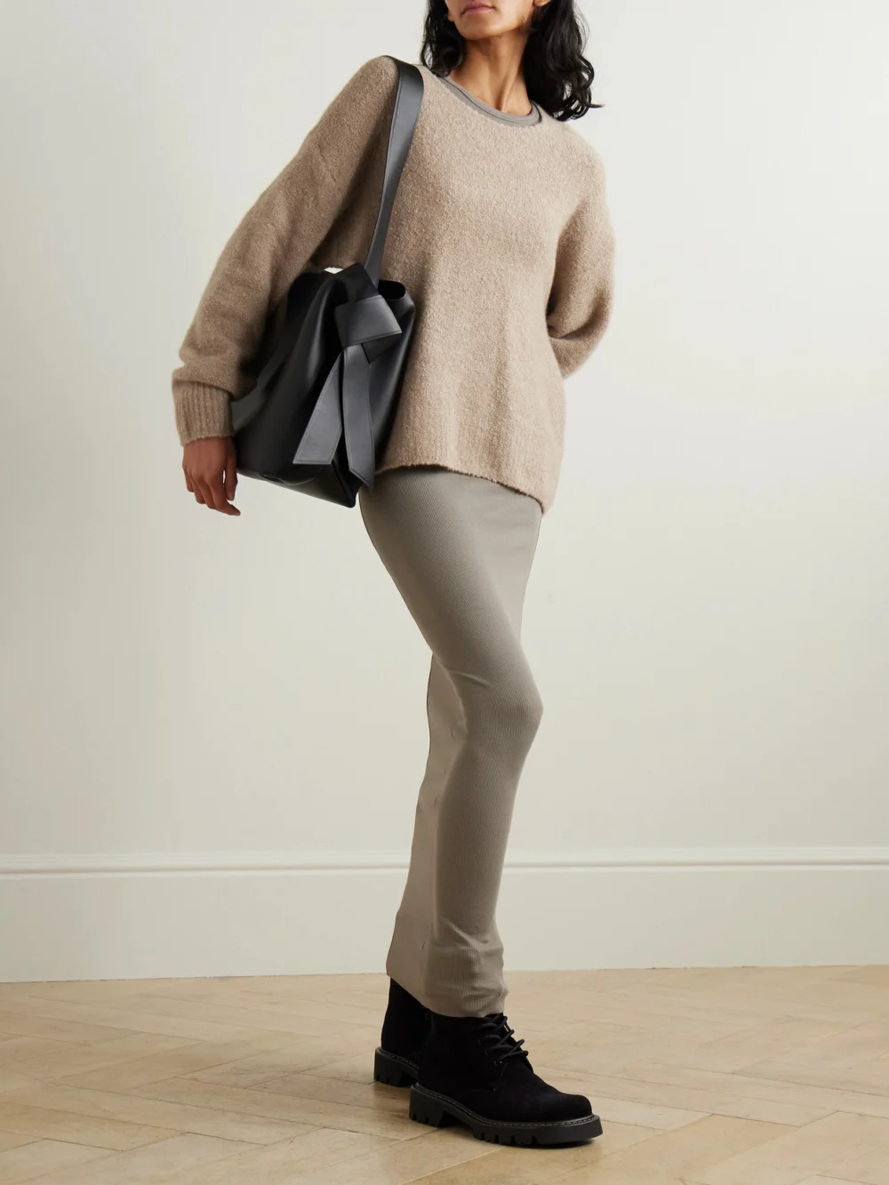 Arch4 Iman Cashmere-blend Bouclé-knit Sweater, worn by a model
