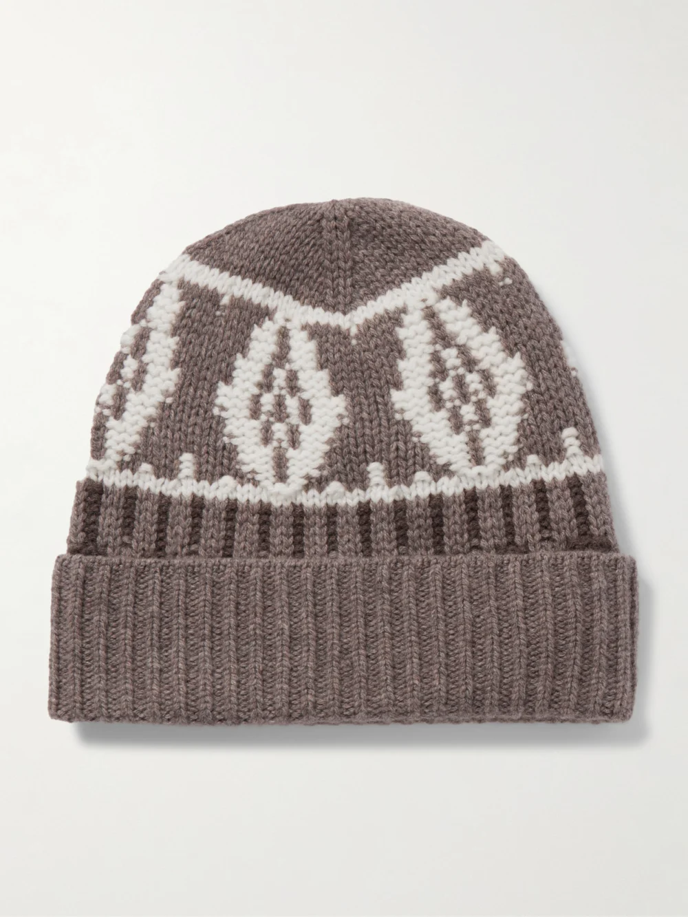 Arch4 Lorenz Fair Isle Cashmere Beanie in taupe