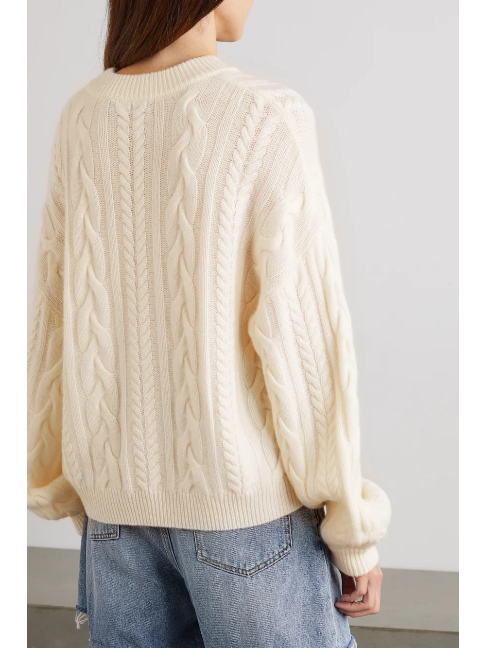 Back view of the Arch4 Marina Cable-knit Cashmere Sweater