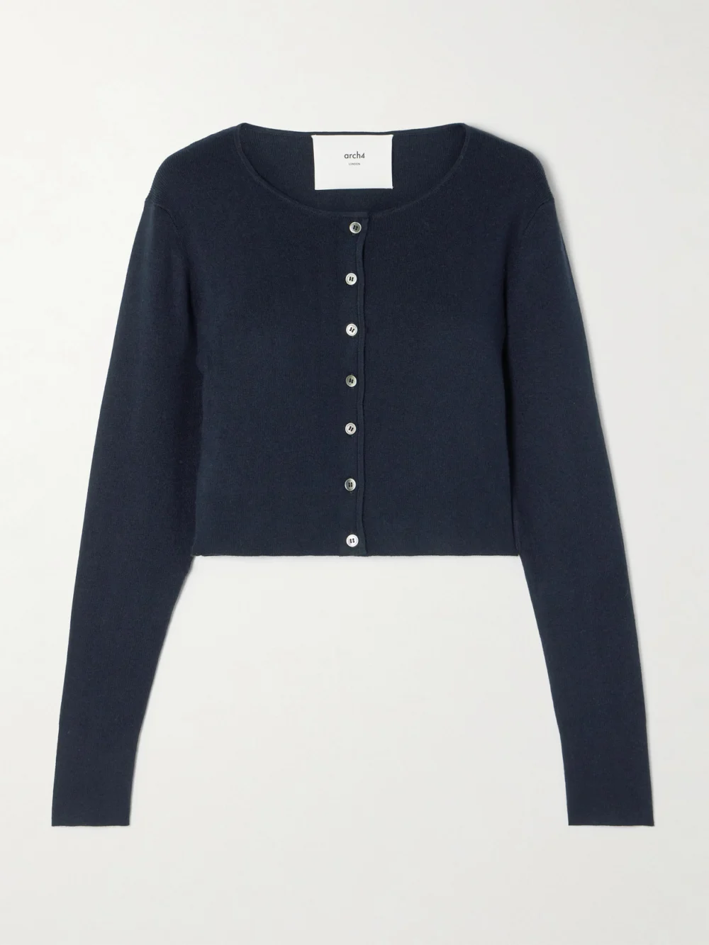 Arch4 Naples Cropped Silk and Cashmere-blend Cardigan in navy