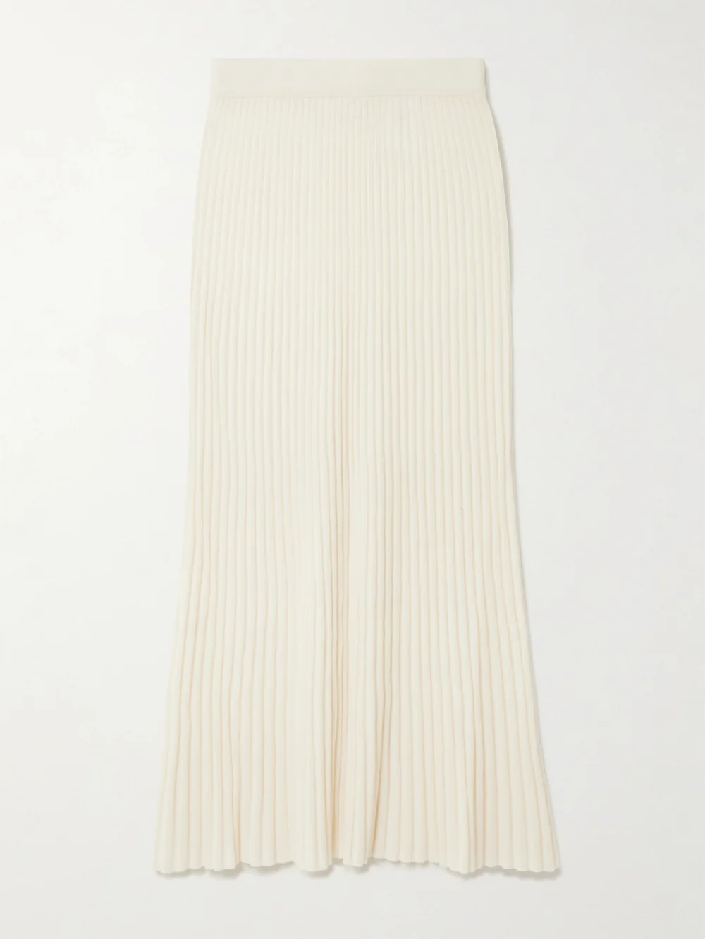 Arch4 Nillie Ribbed Organic Cashmere Midi Skirt in ivory