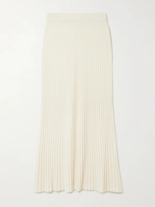 Arch4 Nillie Ribbed Organic Cashmere Midi Skirt