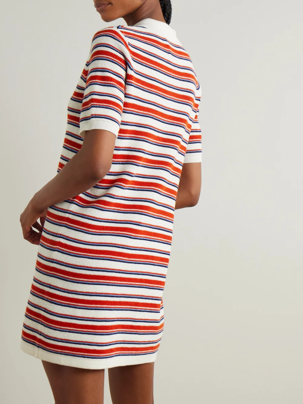 Back view of the Arch4 Solva Striped Cotton, Silk and Cashmere-blend Mini Dress