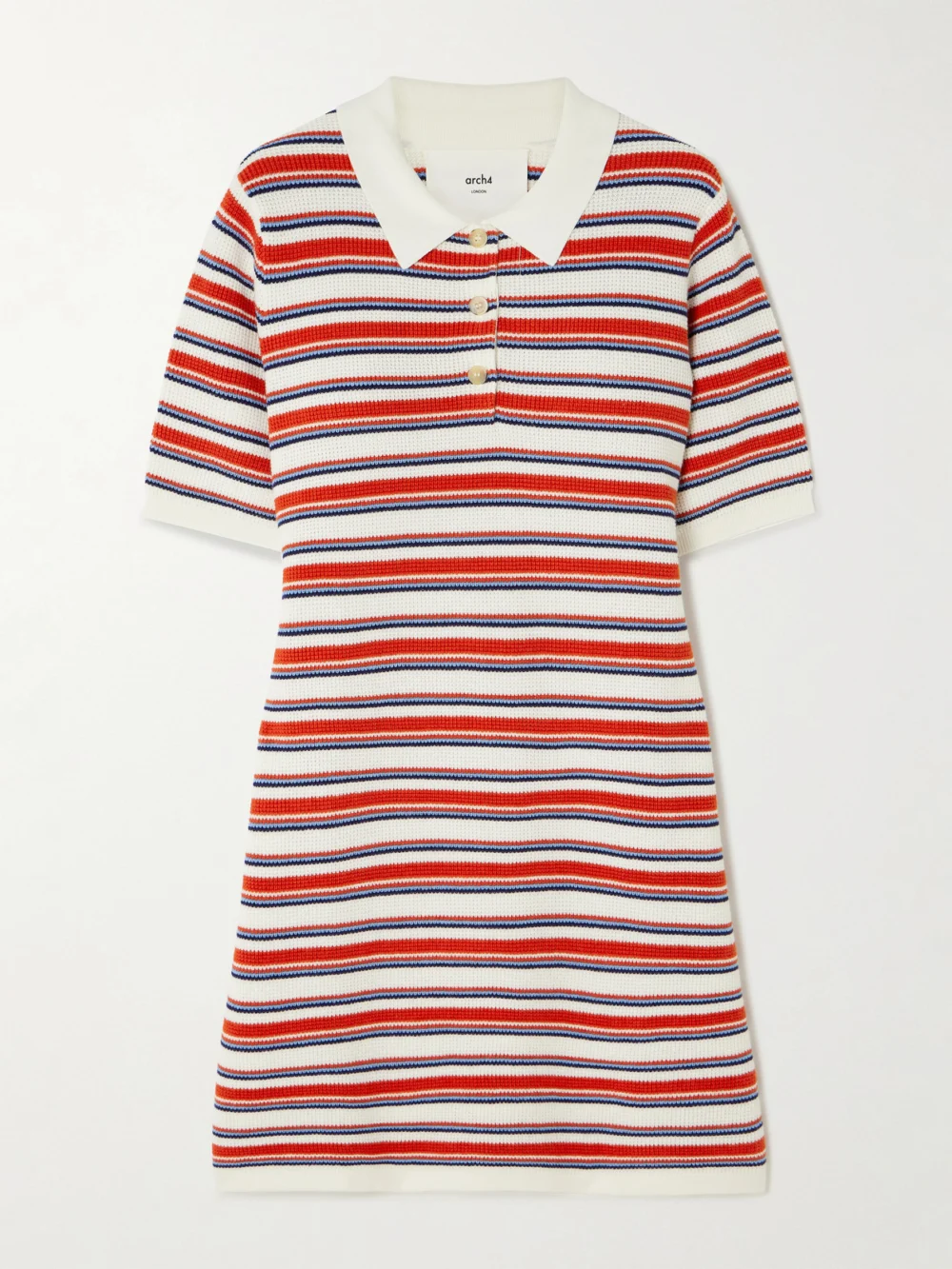 Arch4 Solva Striped Cotton, Silk and Cashmere-blend Mini Dress in red