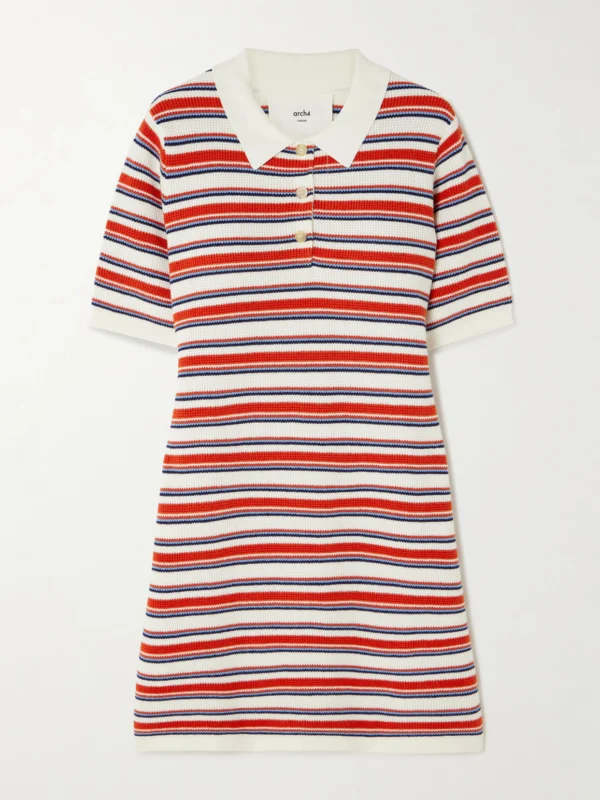 Arch4 Solva Striped Cotton, Silk and Cashmere-blend Mini Dress