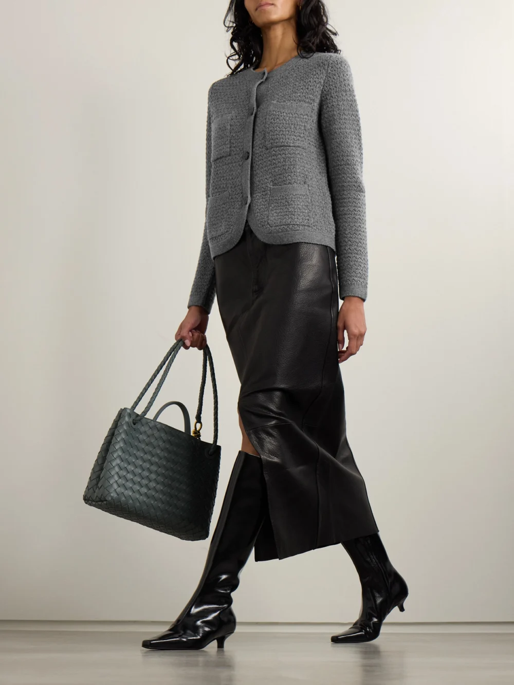 Arch4 Tulip Crocheted Cashmere Cardigan, worn by a model