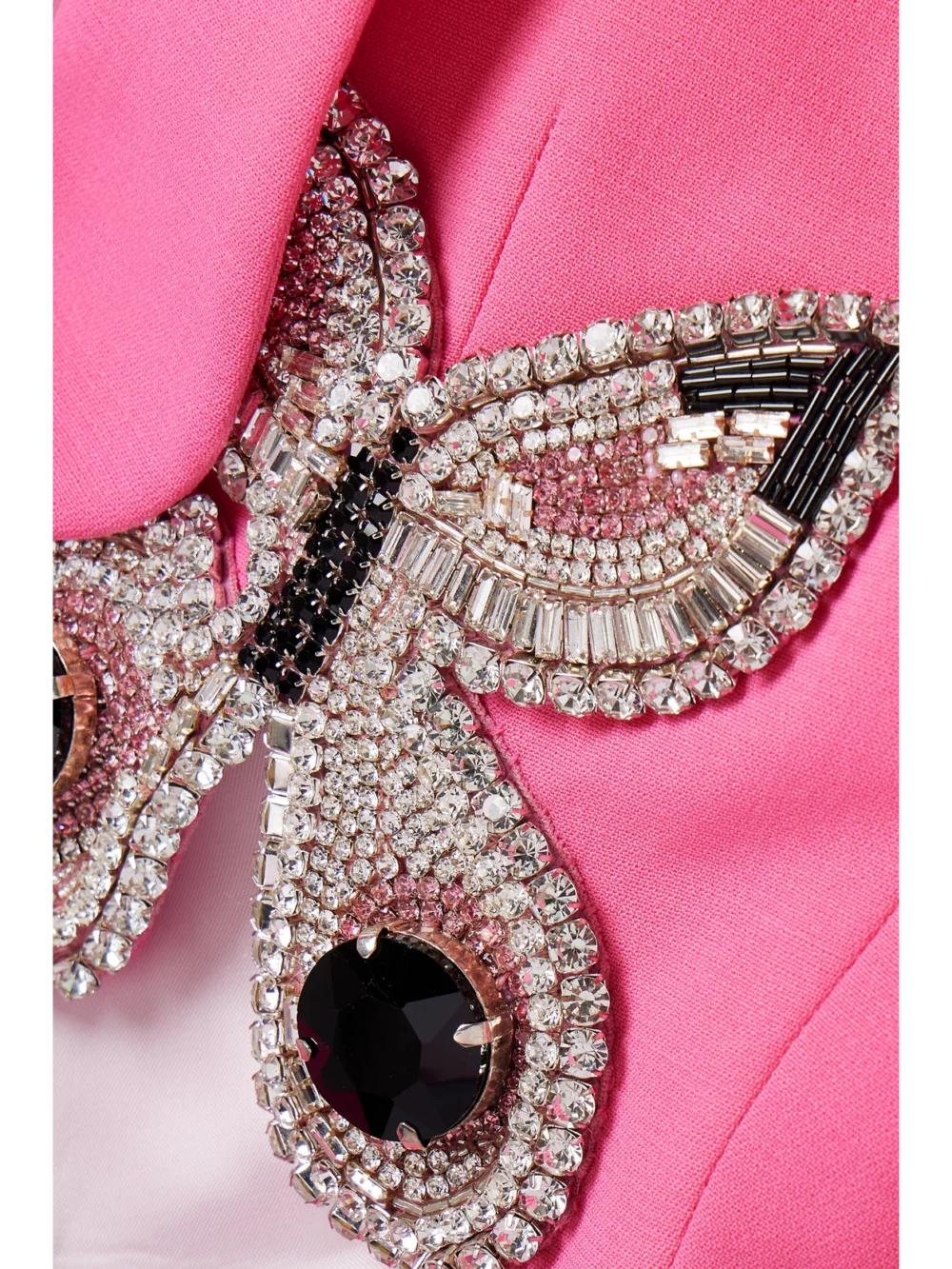 Close-up detail of the Area Cropped Crystal-embellished Wool-blend Crepe Blazer