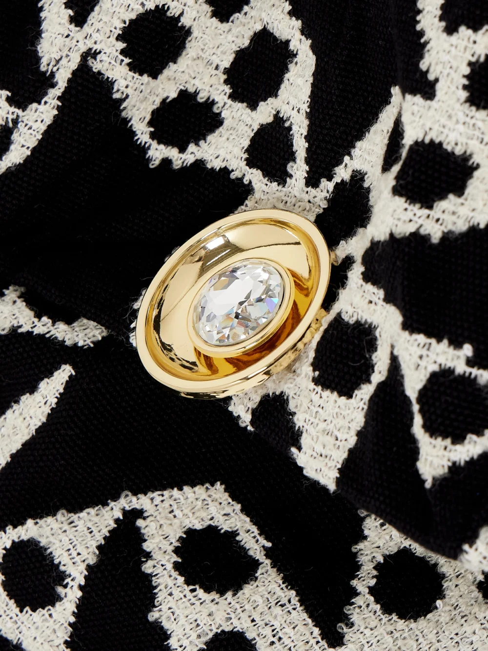Close-up detail of the Area Strapless Embellished Cotton-blend Jacquard Mini Dress