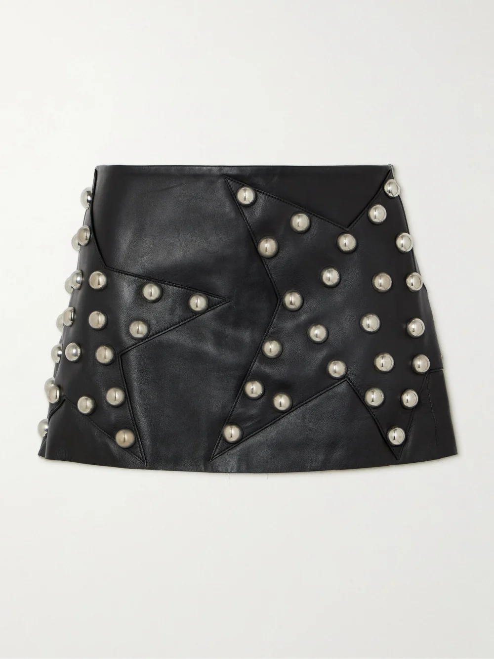 Area Studded Leather Mini Skirt in black