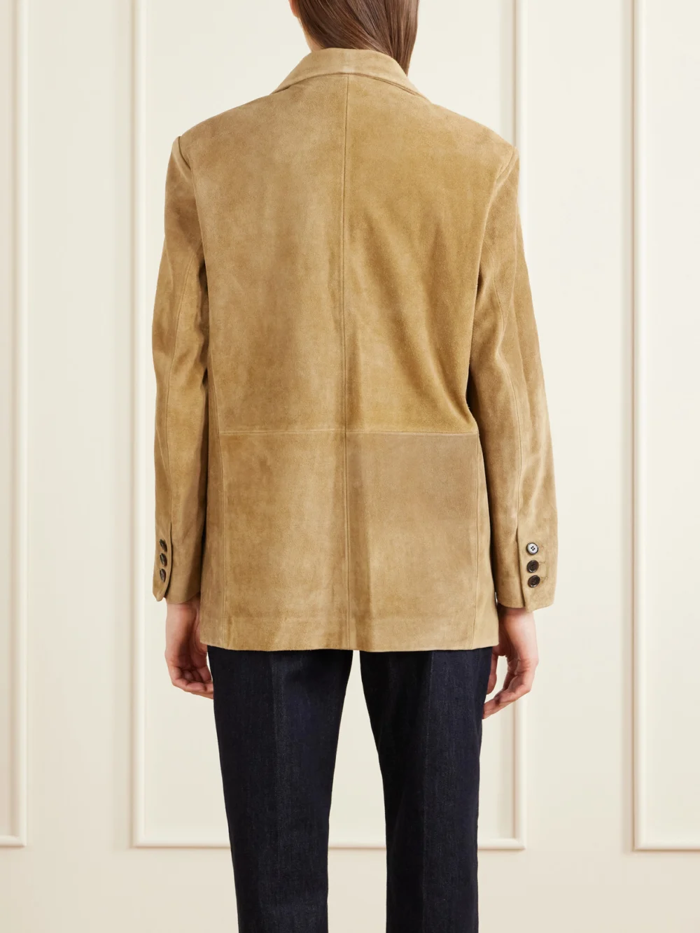 Back view of the Arma Benny Paneled Suede Blazer