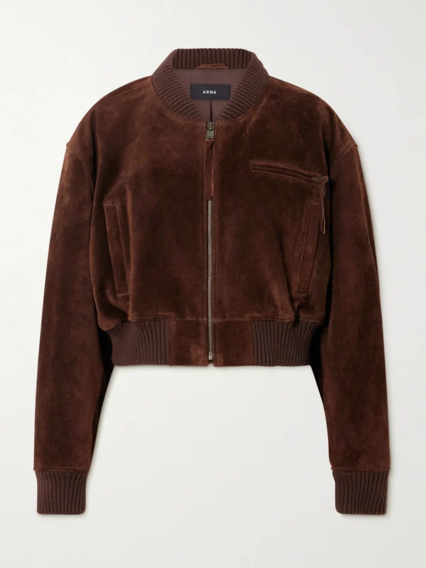 Arma Elettra Cropped Suede Bomber Jacket