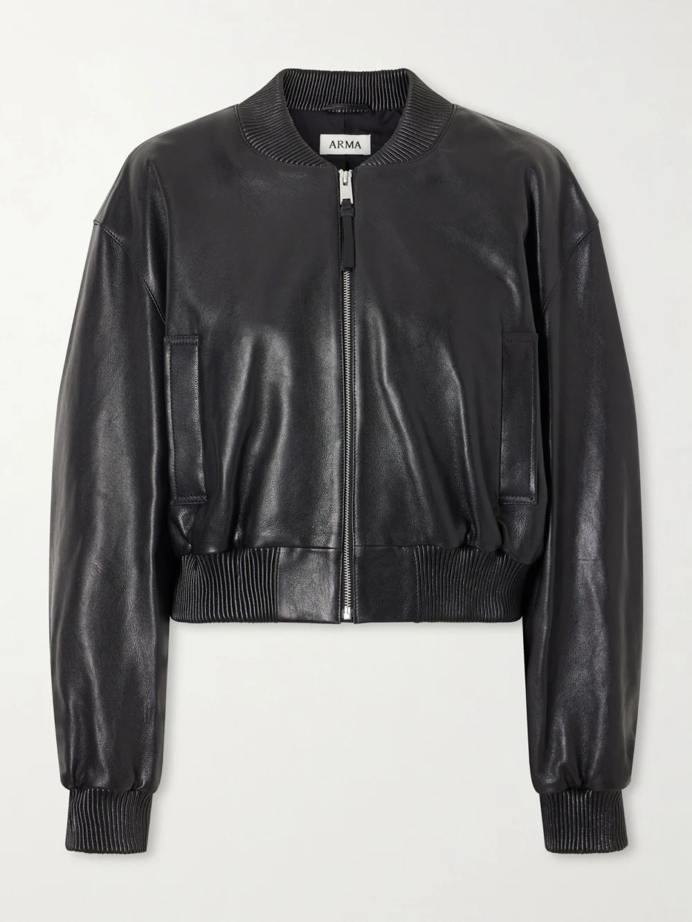 Arma Hannan Leather Bomber Jacket in black