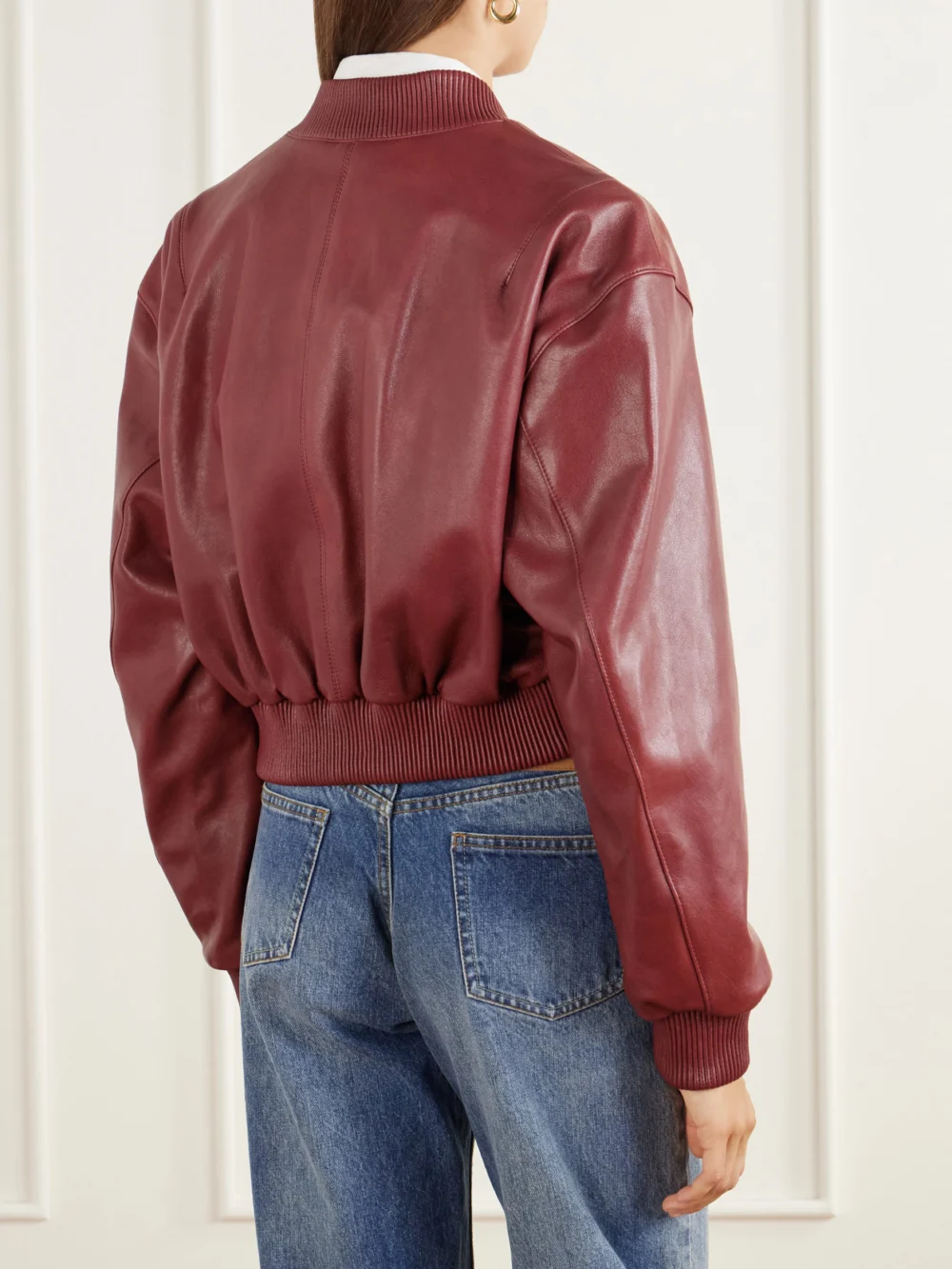 Back view of the Arma Hannan Leather Bomber Jacket