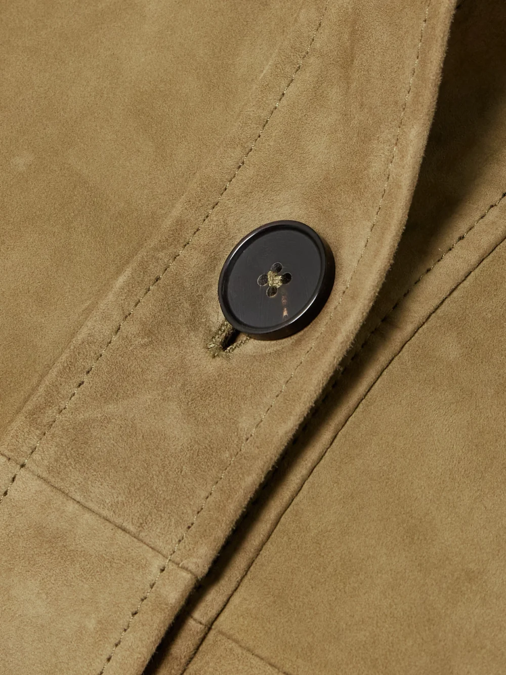 Close-up detail of the Arma Kaylee Oversized Paneled Suede Jacket