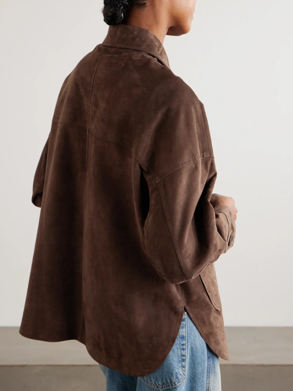 Back view of the Arma Kaylee Oversized Paneled Suede Jacket