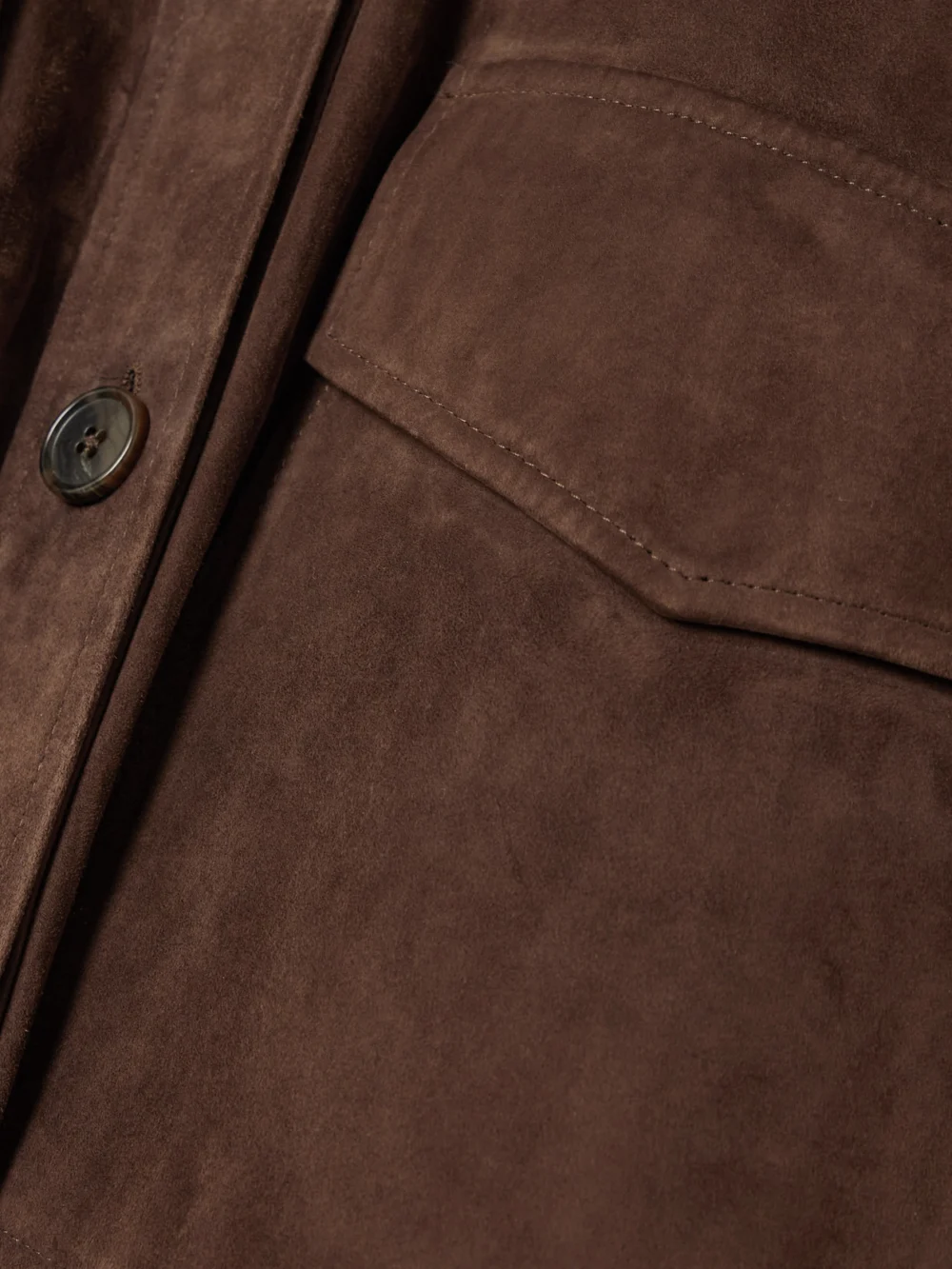 Close-up detail of the Arma Kaylee Oversized Paneled Suede Jacket
