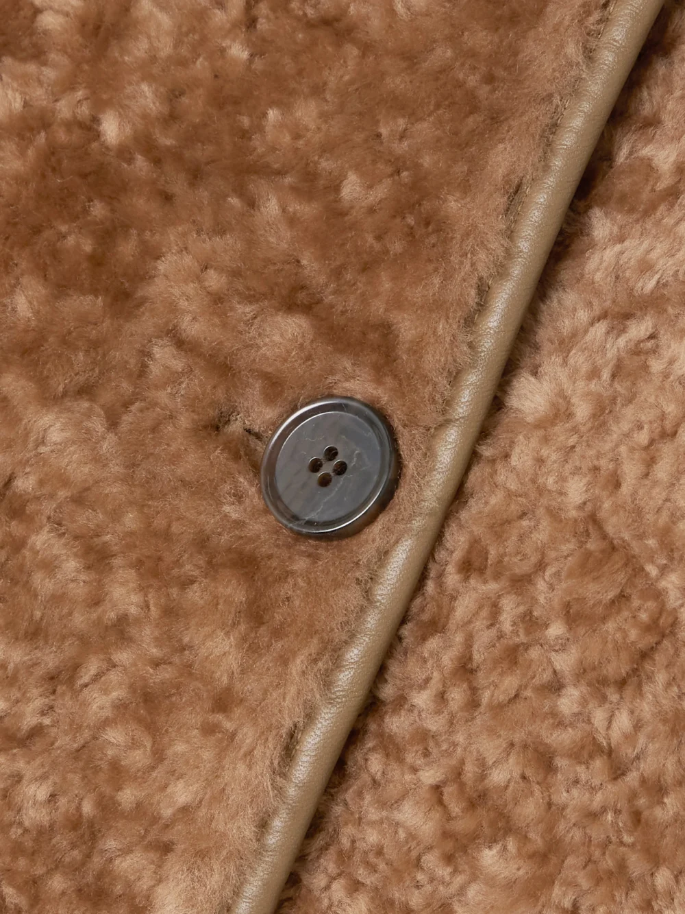Close-up detail of the Arma Lucine Reversible Leather and Shearling Jacket