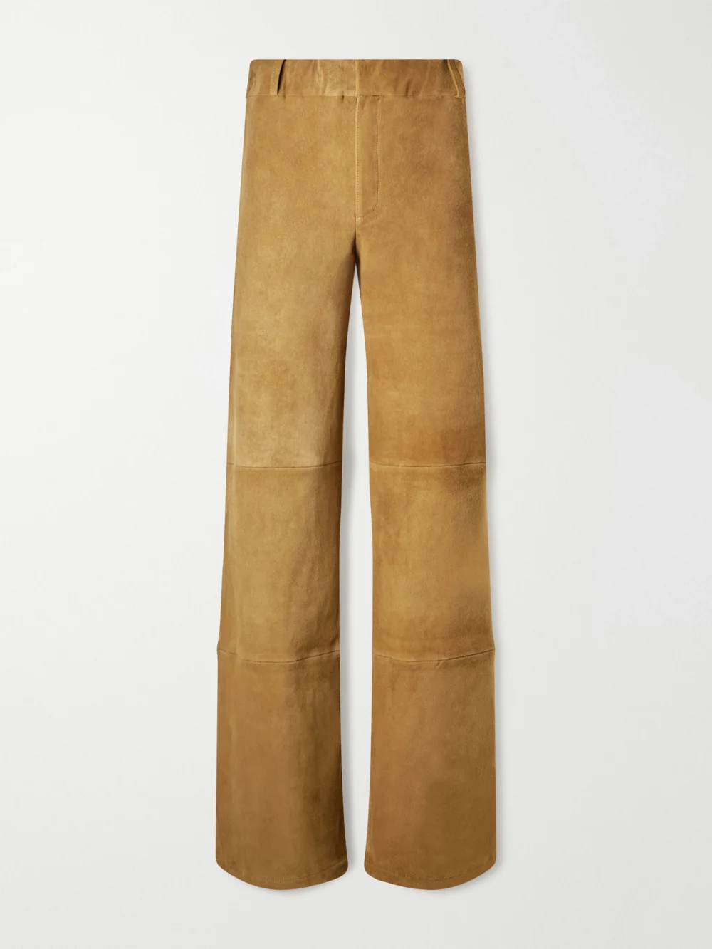 Arma Marina Paneled Stretch Suede Wide-leg Pants in army green