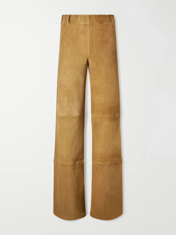 Arma Marina Paneled Stretch Suede Wide-leg Pants