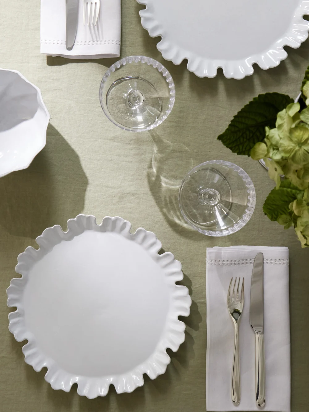 Astier De Villatte Chou Large Ceramic Dinner Plate, styled view