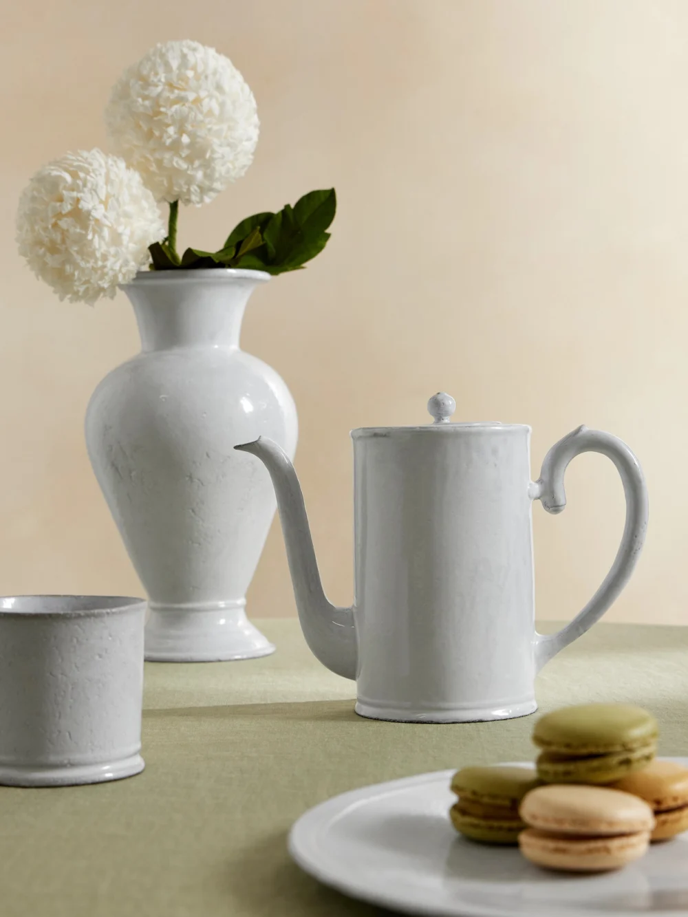 Astier De Villatte Colbert Small Ceramic Coffee Pot, styled view