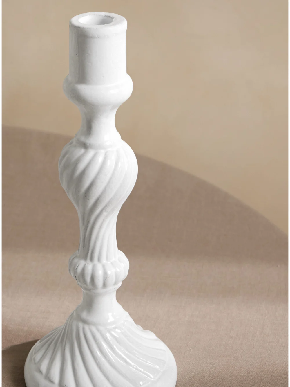 Close-up detail of the Astier De Villatte Peggy Ceramic Candlestick
