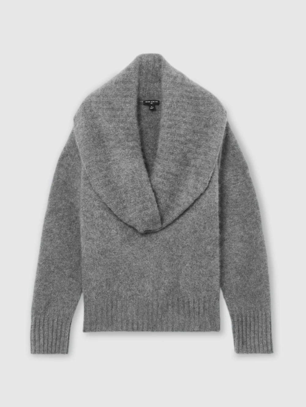 Atelier Atelier Brushed Cashmere Cowl-neck Jumper, Grey, view 2