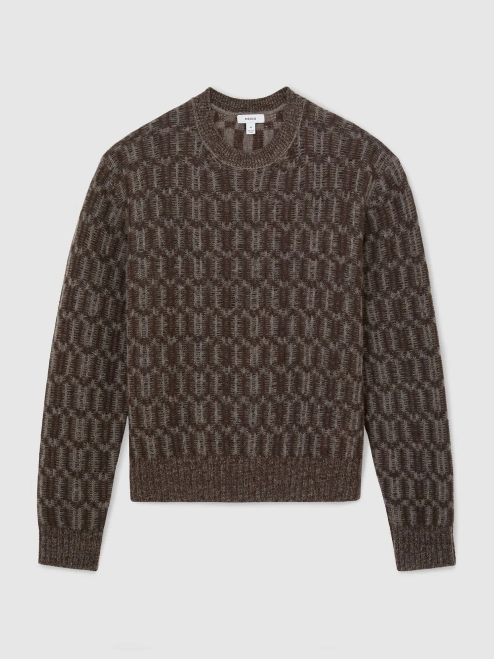 Atelier Atelier Cashmere-silk Geometric-knit Jumper, Neutral & Brown, view 3