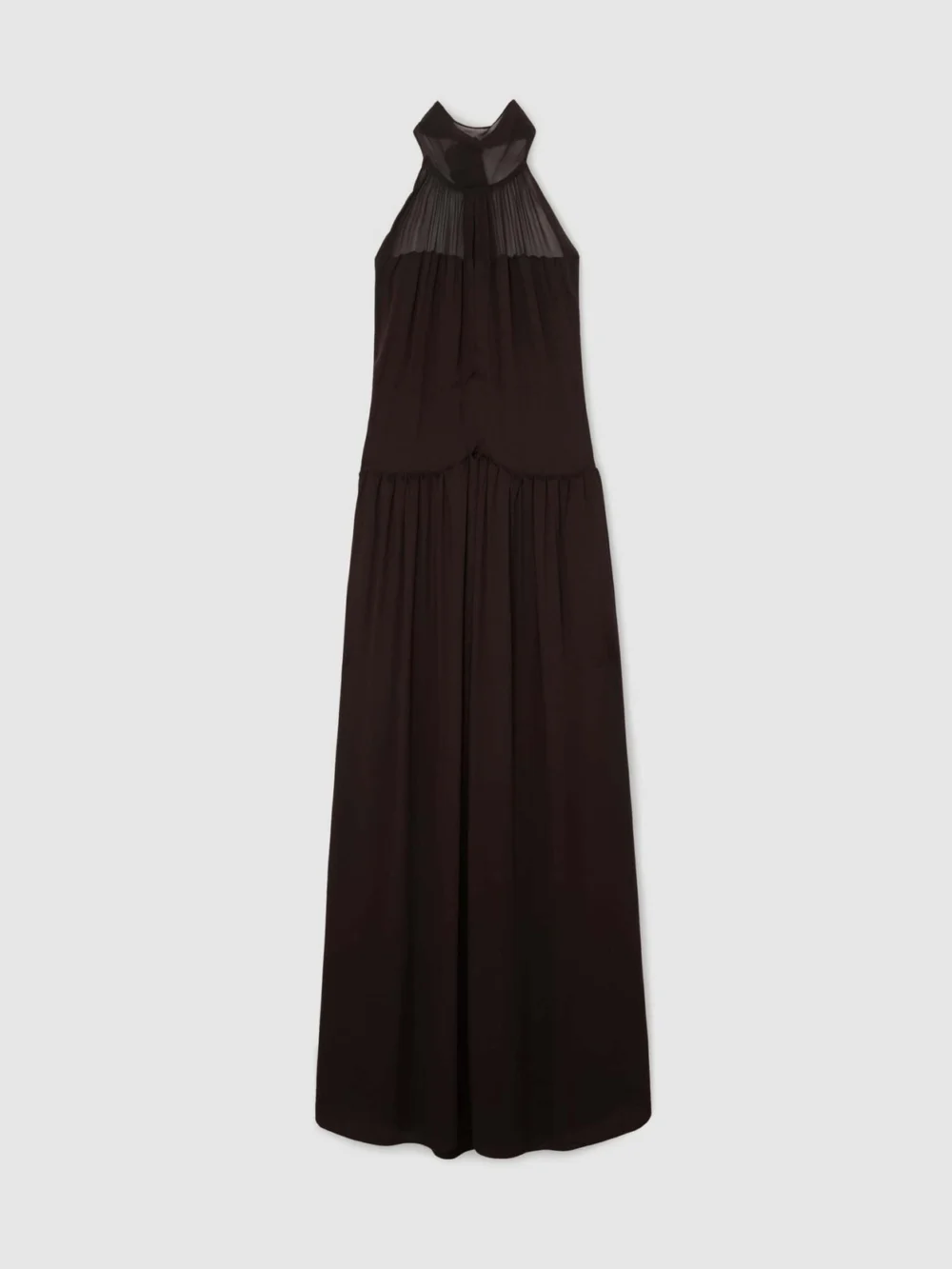 Atelier Atelier Chiffon Draped Halterneck Maxi Dress, Chocolate, view 2