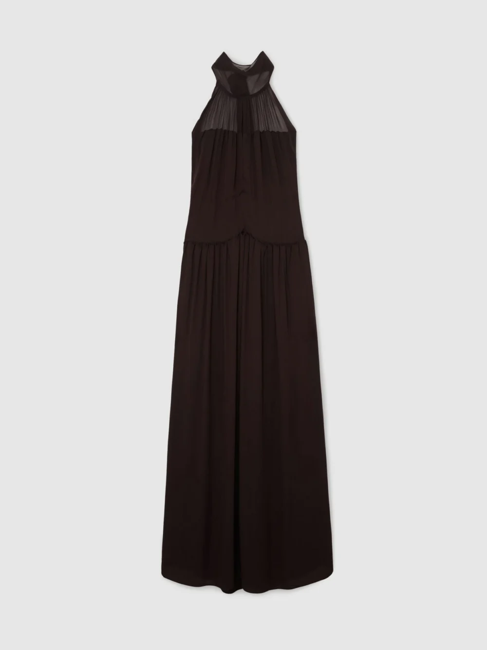 Atelier Atelier Chiffon Draped Halterneck Maxi Dress, Dark Brown, view 2