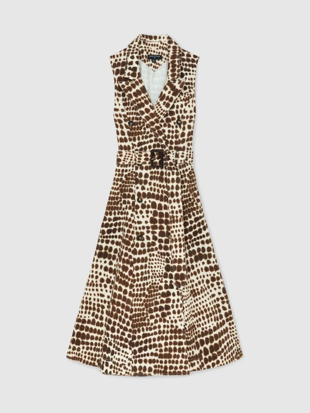 Atelier Atelier Cotton Animal-print Tailored Dress, Chocolate, view 2