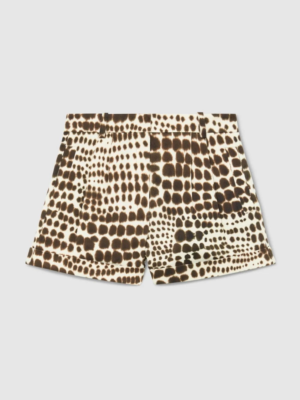 Atelier Atelier Cotton Animal-print Tailored Shorts, Chocolate, view 2