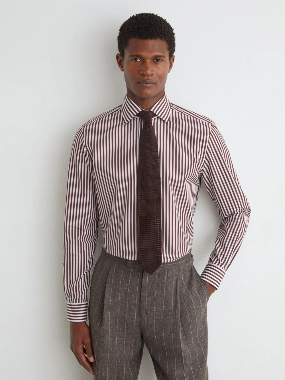 Atelier Atelier Cotton Bengal-stripe Regular-fit Shirt, Brown, view 4