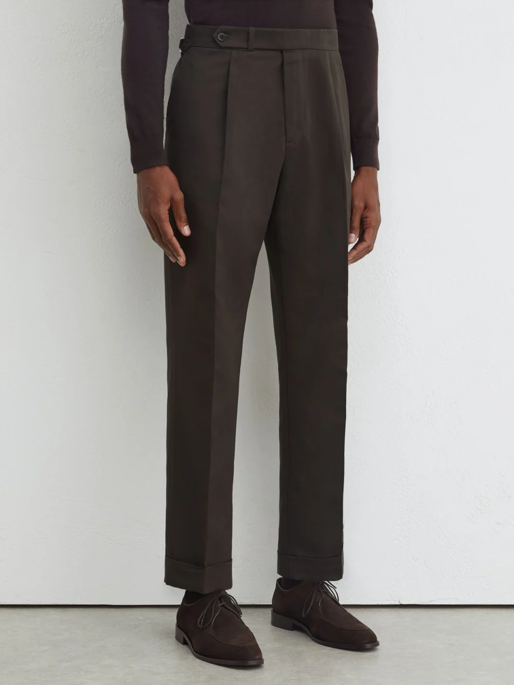 Atelier Atelier Cotton-blend Trousers, Brown, view 3