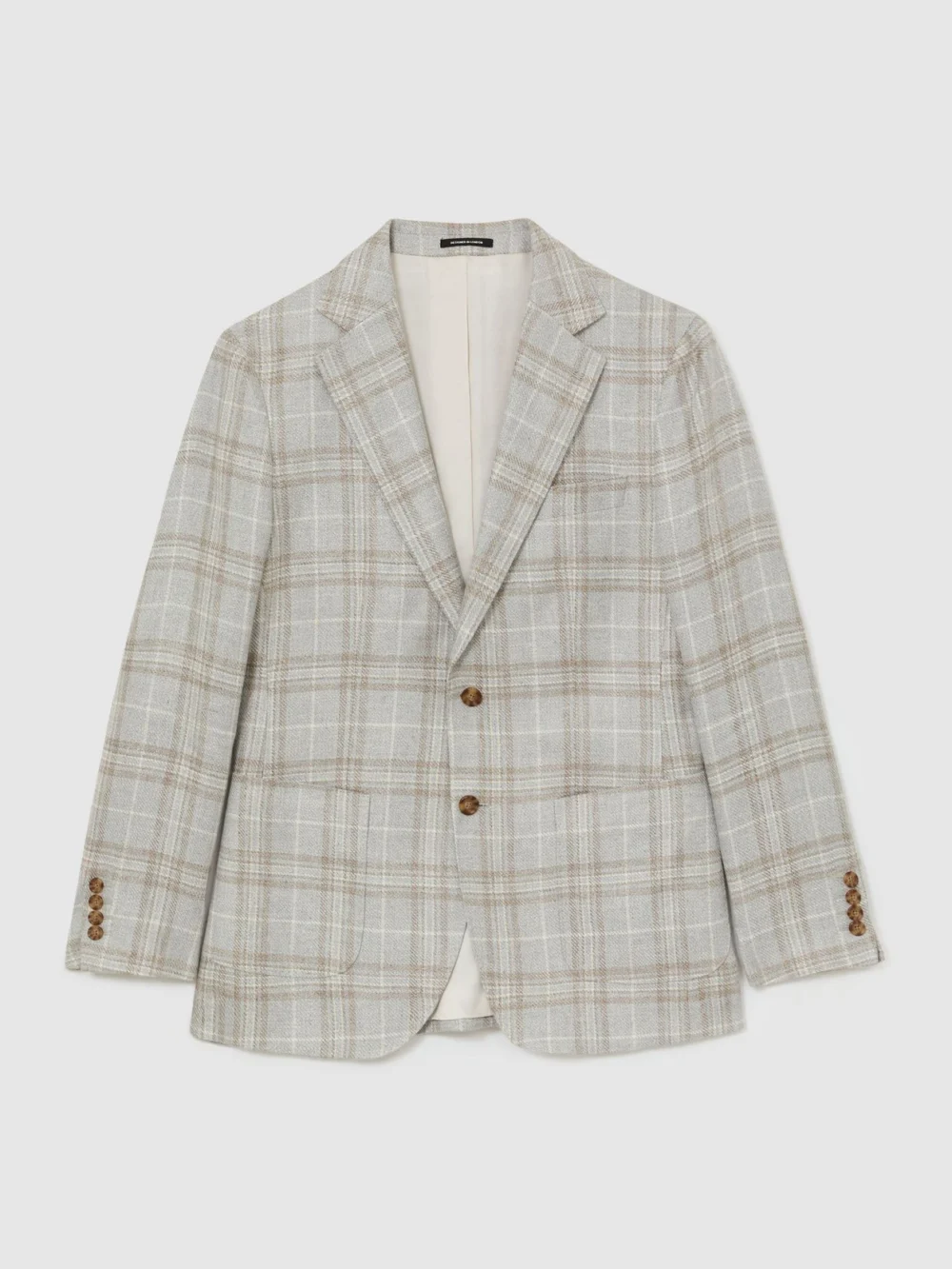 Atelier Atelier Hemp-wool Check Single-breasted Blazer, Soft Grey, view 2
