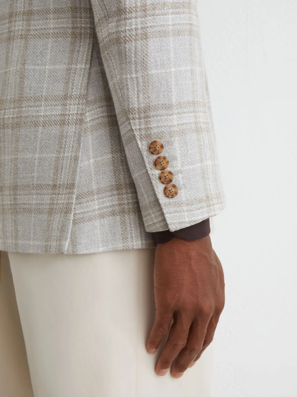 Atelier Atelier Hemp-wool Check Single-breasted Blazer, Soft Grey, view 4