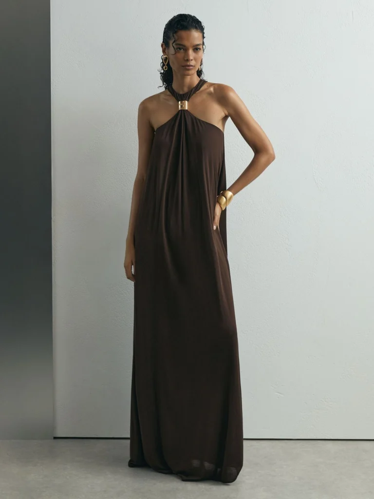 Atelier Atelier Jersey Hardware-detail Maxi Dress, Chocolate